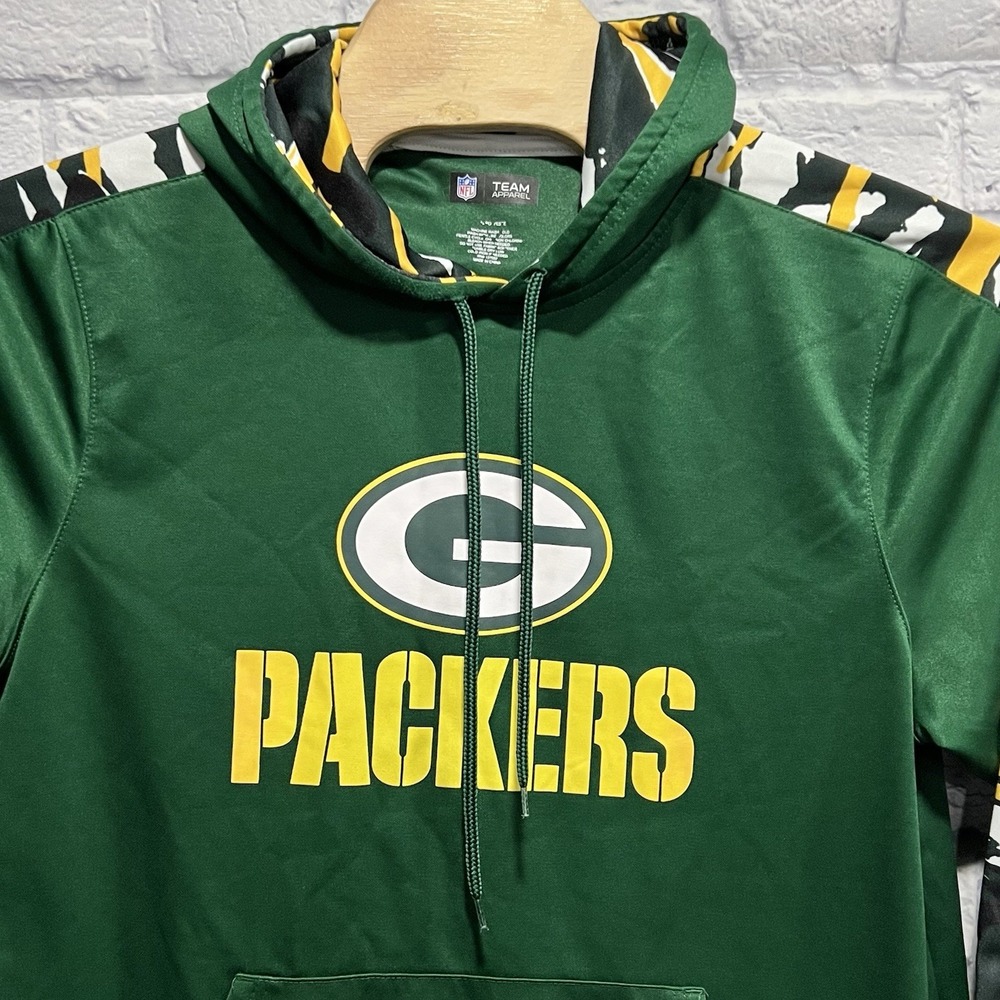 Green Bay Packers Men Green NFL‎ Camo Accent Hoodie Sweatshirt Pullover Sz Large